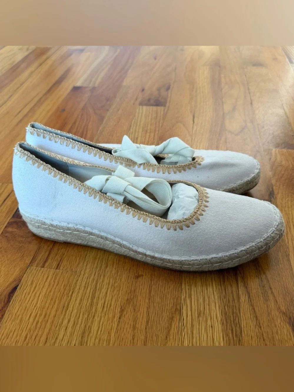 DOLCE VITA Women’s White Canvas Lace Up Espadrille Flats Size 12 NEW